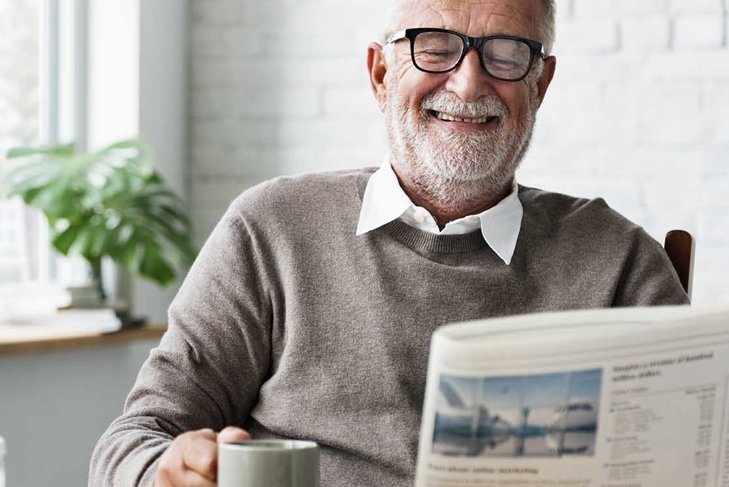 Grandfather Newspaper Coffee Retirement Man Concept